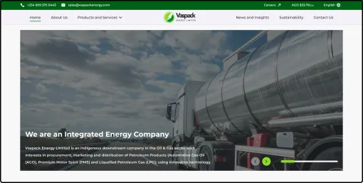 Vaspack Energy website